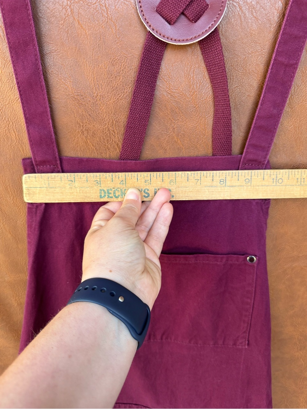 Hudson Durable Goods Maroon Work Apron Cross Back Barista Cafe Utility - Picture 7 of 8